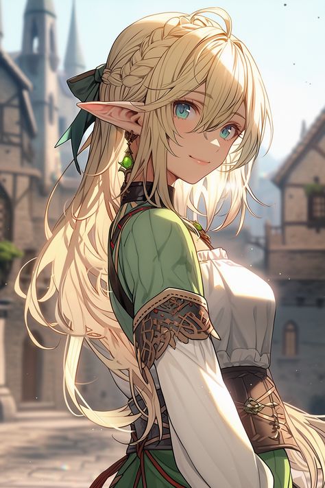 Elf Animes, Blonde Elf Woman, Anime Elf Princess, Anime Elf Woman, Anime Elf Female, Elf Woman Art, Blonde Elf Girl, Female Elf Character Design, Elf Girl Art