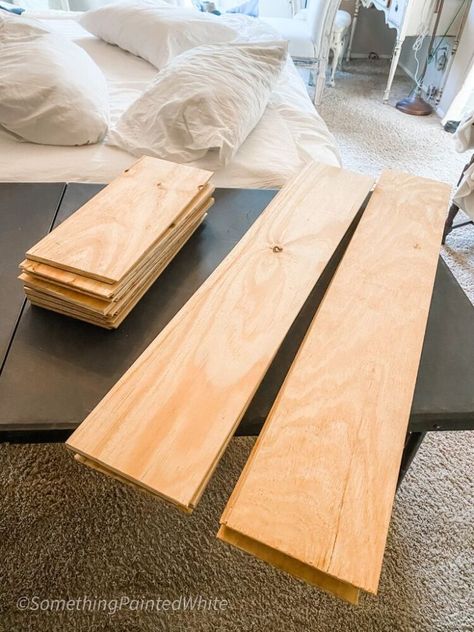 Today I’m going to tell you all about how we used wood flooring to create a fabulous shiplap feature wall in 1 afternoon! A couple of years ago a friend of mine had a tragic event when her home flooded from a plumbing issue and her wood flooring was ruined. Well…most of it! She knows I’m a DIY’er so she called me and said they were going to put new flooring in the entire house and if I wanted any of the undamaged old wood floorboards, I should come and get it. I was off in a flash! A Wood Floor On Wall, Shiplap Feature Wall, Flooring On Walls, Redecorating Ideas, New Flooring, Wall Quilts, Remodeling Ideas, Fireplace Mantle, Ship Lap Walls