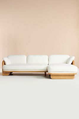 Mica Linen Modular Right-Corner Sofa | Anthropologie UK Modern Wooden Sofa Designs, Danish Sofa Living Room, Wooden Sectional Sofa, Mid Century Modern Sofas, Curve Sofa Living Room, Sofa Corner Decor, Mid Century Modern Living Room Apartment, Mid Century Sofa Living Room, Japandi Couch