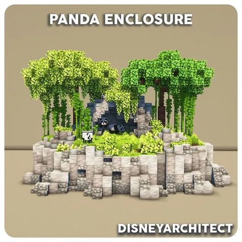 Crystalized MC on Instagram: "Panda Enclosure... By @disney_architect Follow us for our Minecraft - 📢 Latest News 🛠️ Buildings, Farms 🌟 Inspiration 🚩 Redstone Stuff 👍🏻 Like The Post 📝 Comment Your Thoughts 📢 Share With Your Friends 🏷️ Save This For Later 🤳 Follow For More Minecraft Content 🖍️ Subscribe To My YouTube Channel 🚁 Check Out The Original Builder #minecraft #minecraftmemes #minecrafters #minecraftbuilds #minecraftbuild #minecraftpe #minecrafthouse #minecraftideas #minecraft Swamp Hut Minecraft, Jungle Path Minecraft, Panda Cage In Minecraft, Minecraft Platform Design, Minecraft Dolphin Enclosure, Minecraft Waterfall Design, Minecraft Bird Statue, Turtle Enclosure Minecraft, Frog Sanctuary Minecraft