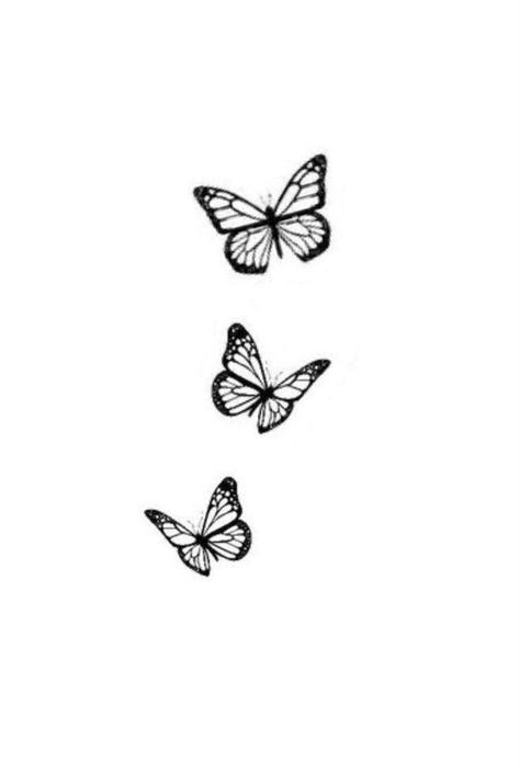 3 Butterflies Tattoo Design, Three Butterfly Tattoo Designs, Butterfly Tattoo Print, 3 Butterfly Tattoo, Butterfly Tattoos On Arm, Black And White Butterfly, Henna Tattoo Hand, Butterfly Tattoos For Women, Small Pretty Tattoos