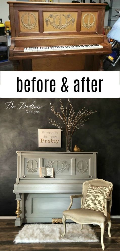 Have you ever wondered how to paint a piano? I'll show you the best way I know to paint a piano in 1 day! Seriously!  #dododsondesigns #paintedpiano #paintedfurniture #piano #furnituremakeover Diy Piano Painting, Piano Refinishing Ideas, Refurbished Piano Ideas, Redo Piano, Refurbish Piano, Diy Piano Bench, Painted Piano Ideas, Refinished Piano, Refurbished Piano