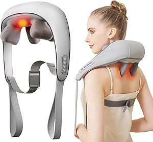 PERLEVI Neck and Shoulder Massager for Pain Relief Deep Tissue-Shiatsu Deep Kneading Massager with Heat to Relieve Neck Shoulder Back Waist Leg Muscle Soreness Fatigue-Relaxation Korean Store, Leg Muscle, Text Neck, How To Relieve Migraines, Shoulder Massage, Neck Massager, Stiff Neck, Muscle Soreness, Muscle Pain Relief