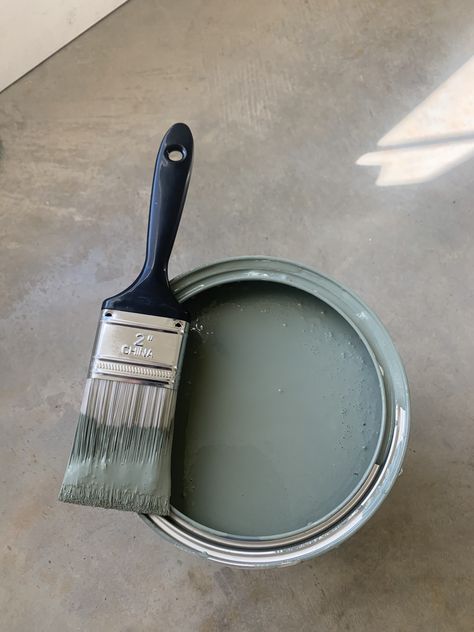 Prettiest sage green paint , beautiful paint for floors in boys room Sage Green Paint With Wood Trim, Antique Green Paint Color, Sage Interior Paint, Green Playroom Paint, Safe Color Palette, Green Earth Paint Color, Dark Sage Green Paint, Valspar Sage Green Paint, Sage Green Nursery Paint Colors