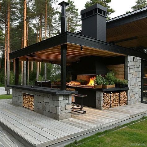 Build Outdoor Kitchen, Outdoor Patio Designs, Exterior Modern, Homes Modern, Backyard Pavilion, Cabinets Kitchen, Apartment Kitchen, Outdoor Bbq, Backyard Patio Designs