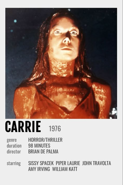 Carrie Movie Poster, Carrie Horror Movie, Horror Pics, Carrie Movie, Album Prints, Minimalistic Posters, Film Polaroid, Creepy Movies, Posters Minimalist