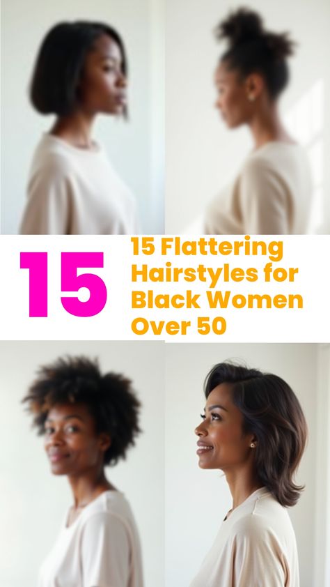 15 Flattering Hairstyles for Black Women Over 50 Older Black Women Hairstyles, Mohawk Updo, 15 Hairstyles, Grey Bob Hairstyles, Layered Lob, 90’s Hairstyles, Flattering Hairstyles, Can We Talk, Bantu Knots