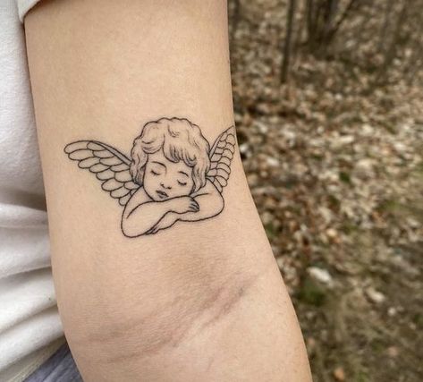 Cherub Tattoo, Ear Tattoo Ideas, Ear Tattoos, Pretty Tattoos For Women, Red Tattoos, World Wide Web, Classy Tattoos, Discreet Tattoos, Dainty Tattoos