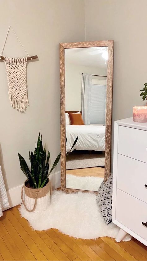 Wood Floor Mirror, Natural Wood Flooring, Bedroom Corner, Future Apartment Decor, Corner Decor, Cozy Room Decor, Northern Michigan, Home Design Decor, Cozy Room