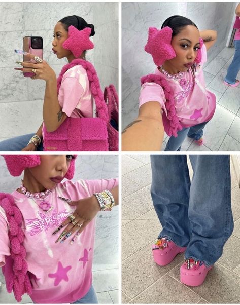 Colorful Baddie Outfits, Ear Muffins, Star Earmuffs, Accessories Y2k, Barbie Core, Fashion Fails, Y2k Accessories, Design Fails, Pink Star