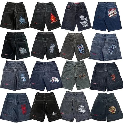 Throwback to the Y2K vibes with our JNCO Baggy Denim Shorts! Perfect for summer, these Harajuku-inspired jorts blend vintage patterns with hip hop streetwear flair. Unisex and ultra-cool. Grab yours now at Ravenaura #Y2KFashion #BaggyJeans #streetwearfashion r #VintageVibes #JNCO” Fall Outfits Streetwear, Baggy Denim Shorts, Shorts Streetwear, Cowboy Pants, Hip Hop Vintage, Printed Pants Style, Gothic Men, Mens Denim Shorts, Outfits Streetwear