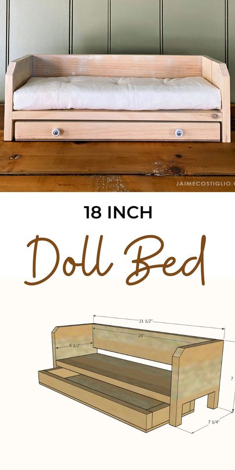 How To Make A Doll Bed, American Doll Furniture Diy, American Girl Doll Furniture Diy, Diy American Girl Doll Furniture, Diy American Girl Doll Stuff, Diy Baby Doll Bed, Diy Doll Bunk Bed, Diy Doll Bed, Simple Joinery