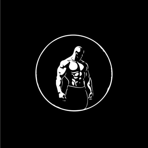 Bodybuilder male figure icon, GYM logo template, athletic man sign white silhouette on black background. Vector illustration Gym Black And White, Motivation Icon, Motivational Logo, Personal Training Logo, Logos Gym, Bodybuilding Logo, Basketball Ideas, Crypto Apex Legends, Gym Icon