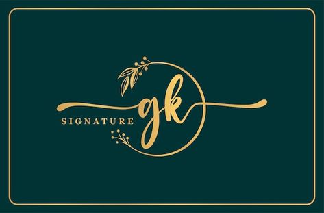 Luxury gold signature initial gk logo de... | Premium Vector #Freepik #vector #gk-logo #signature-logo #monogram-logo #letter-logo Gk Logo Design, Logo Letter, English Activities, Letter Logo Design, Beauty Saloon, Leaf Flowers, Monogram Logo, Letter Logo, Signature Logo