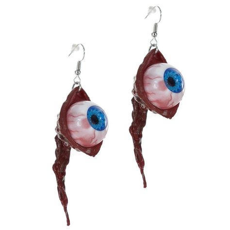 Look absolutely igore-i-geous this Halloween in these eyeball earrings. The detailed accessories look like blue eyes that have been ripped from their sockets. They have a fish-hook back with clear rubber backing. pbEyeball Earrings product details:-b-p ul li1 pair of earrings per package-li liFish-hook style earring with rubber backing-li liLatex and metal-li -ul Weird Earing, Zombie Accessories, Kandi Earrings, Silly Accessories, Scary Accessories, Scary Earrings, Oddity Jewelry, Creepy Accessories, Worm Earrings