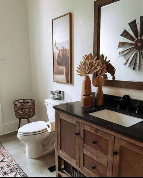 Modern Western Bathroom, Western Bathrooms, Country Bathroom Designs, Western Bathroom Decor, Western Bathroom, Ranch House Decor, Southwestern Home Decor, Western Bedroom Decor, Western Rooms