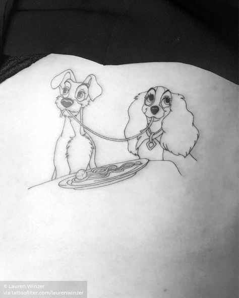 Lady And Tramp Tattoo, Rudolph Tattoo, Lady And The Tramp Tattoo, Disney Castle Tattoo, Cute Disney Tattoos, Disney Couple Tattoos, Simbols Tattoo, Tattoo Sydney, Collage Tattoo