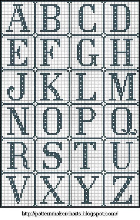 Crochet Letters Pattern, Cross Stitch Letter Patterns, Crochet Alphabet, Crochet Letters, Monogram Cross Stitch, Free Cross Stitch Charts, Cross Stitch Alphabet Patterns, Disney Cross Stitch Patterns, Cross Stitch Fonts