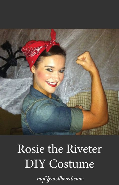 Easy Rosie The Riveter Costume, Rosy The Riveter Costume, Rosey Riviter Costume, Rosie The Riveter Halloween Costume, Rosie The Riviter, Busy Mom Outfits, Rosie The Riveter Costume, Mom Outfits Fall, Fun Fall Decor