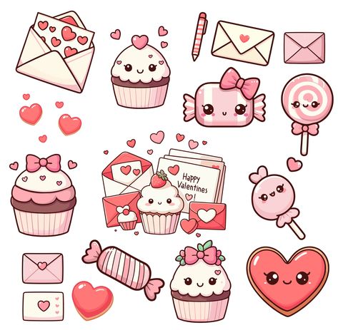 Cute Print Out Stickers, Cut Stickers Printable, Kawaii Art Print, Cute Sticker Design Ideas, Cute Kawaii Drawings Easy, Kawaii Stickers Png, Kawaii Valentines Day, Cute Sticker Designs, Cute Stickers Printable