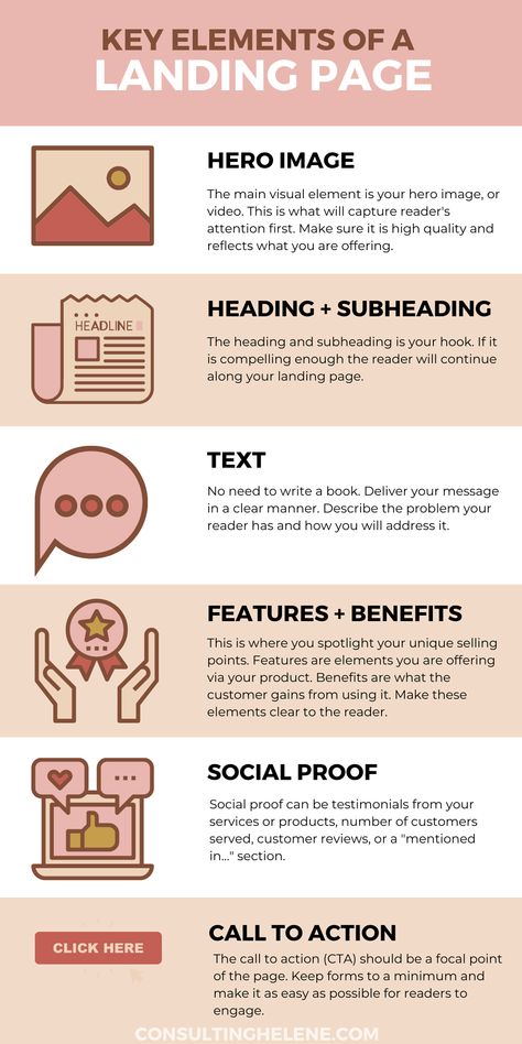 Landing pages are one of the most important sales pages of your website. They should be optimized not only for SEO but for conversions. In this article you will learn about what you need on your landing page as well as 5 metrics you should be tracking for a successful landing page. Steps on how to find the information to see where pageviews are coming from and how to leverage them for more! landing page | digital marketing | google analytics Website Pages Ideas, Funnel Page Design, Landing Page Ideas Design Web, Sales Funnel Design Landing Pages, Sales Landing Page Design, Web Design Landing Page Inspiration, Landing Page Website Design, Landing Pages Design, About Page Web Design