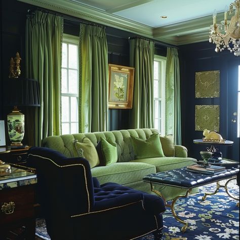 13 Brilliant Blue And Green Living Room Ideas To Try Now - DreamyHomeStyle Teal And Green Living Room, Emerald Green Sofa Living Room Ideas, Green Victorian Living Room, Green And Gold Living Room, Emerald Green Sofa, Green Living Room Ideas, Blue And Green Living Room, Green Sofa Living Room, Green Living Room