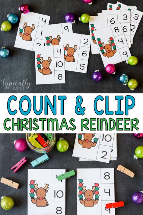 These printable Christmas themed count and clip cards are a fun, hands-on activity to help kids to develop and build their counting and fine motor skills. Counting cards are also a great way to work on their understanding of one to one correspondence. #learningprintables #makelearningfun #earlylearning #counting #mathskills Christmas Counting Preschool, Counting Christmas Activities, Christmas Numeracy Activities Preschool, Christmas Math Centers Preschool, Free Christmas Counting Clip Cards, Christmas Activities For Families, Preschool Christmas Activities, Toddler School, Learning Printables