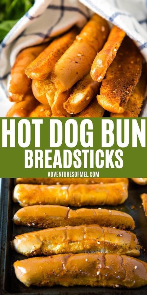 Quick Hot Dog Recipes, Hot Dog Bun Breadsticks, Ways To Use Up Hot Dog Buns, Leftover Hotdogs Buns, Hot Dog Recipes Baked, Hot Dog Buns Leftover What To Do, Hot Dog Bun Recipes, Hot Dog Bun Ideas, Recipes With Hot Dog Buns