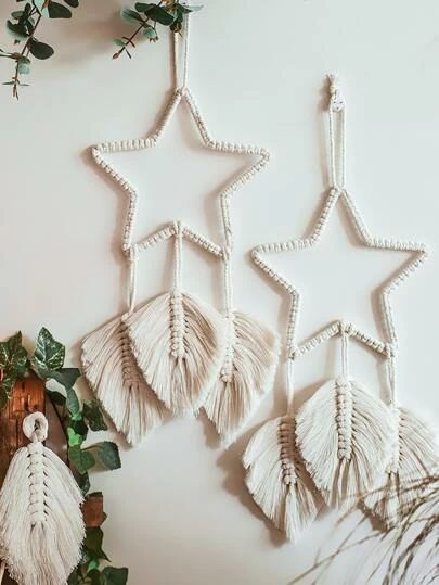 Shop Home Decor & Lamps | Trendy Home | SHEIN USA Star Macrame, Woven Wall Decor, Boho Macrame Wall Hanging, Interior Boho, Decoration Pieces, Macrame Tapestry, Office Garden, Fun Christmas Decorations, Christmas Cakes