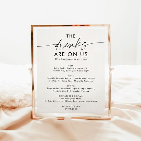 Minimalist Wedding Open Bar Sign | Funny Bar Sign Open Bar Ideas Wedding, Wedding Bar Signs Ideas, Wedding Signs Bar, Wedding Open Bar, Fun Wedding Signs For Bar, Open Bar Sign Wedding, Bar Signs For Wedding, Wedding Bar Tip Signs, Wedding Bar Signs