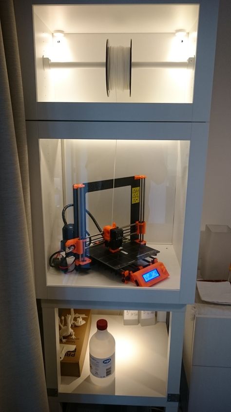 Printer Station, Printer Desk, 3d Printer Enclosure, Printer Storage, Printer Cabinet, Ikea Wardrobe, 3d Printing Business, Printer Stands, Ikea Lack