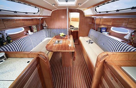 Boat Interior Design, Sailboat Interior, Sailboat Yacht, Sailboat Living, Cruiser Boat, Boat Decor, Cabin Cruiser, Boat Projects, Boat Kits