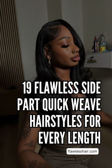 Long Layered Side Part Quick Weave Quick Sew In Weave Hairstyles, Deep Side Part Bob Quickweave, Layered Quick Weave Hairstyles, Easy Quick Weave Hairstyles Black Women, Side Part Bob Weave Curls, Side Part Hairstyles For Black Women, Long Quick Weave Hairstyles, Quick Weave With Leave Out, Layered Quick Weave