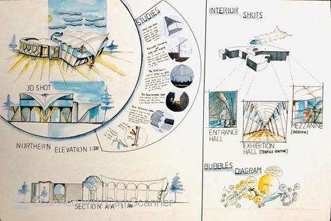 Architecture Case Study Sheet Composition, Architecture Concept Sheet Ideas, Case Study Sheets Architecture Handmade, Case Study Sheets Architecture, Concept Sheet Architecture, Amphitheater Architecture, Concept Sheet, Kaufmann House, Interior Design Sketchbook