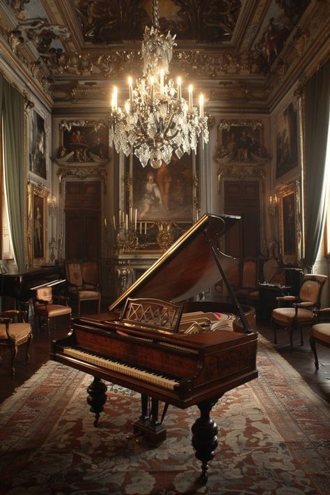 Music Practice Room, Baroque Room, Gothic Study, Dark Academia Bedroom Ideas, Baroque Interior Design, Baroque Composers, Baroque Music, Indian Houses, Practice Room