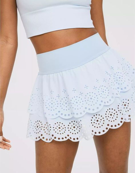 OFFLINE Real Me Eyelet Skirt White Eyelet Skirt, Aerie Shorts, Comfy Skirt, Athletic Skirts, Blue Skort, Aerie Offline, Eyelet Skirt, Athletic Skort, Offline By Aerie