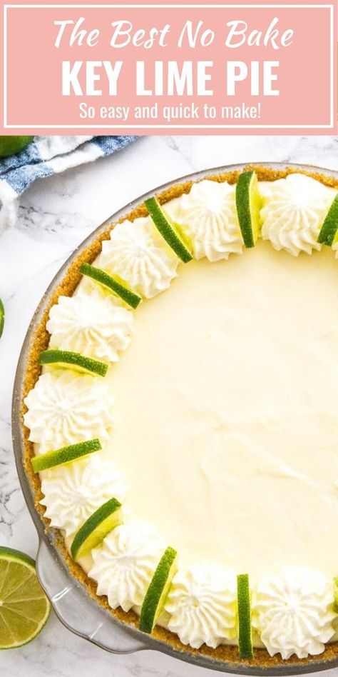 Key Lime Cream Pie, Pie Key Lime, Key Lime Pie Recipe No Bake, No Bake Key Lime Pie, No Bake Key Lime, Lime Cake Recipe, Key Lime Recipes, Key Lime Desserts, Key Lime Pie Easy