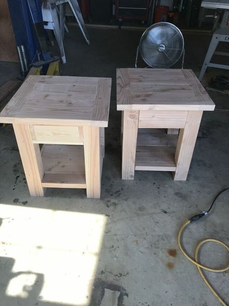 Rustic Crates, Farmhouse Table Lamp, End Table Storage, End Table Plans, Barn Table, 2x4 Wood, Rustic End Tables, Farmhouse End Tables, Diy Side Table