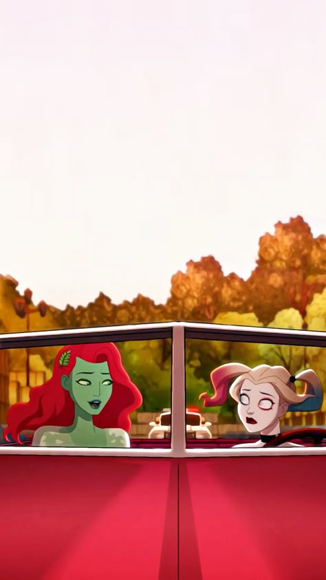 Harley And Ivy Wallpaper, Poison Ivy Wallpaper, Poison Ivy Cartoon, Harley Poison Ivy, City Animation, Ivy Wallpaper, Harvey Quinn, Ivy X Harley, Harleen Quinn