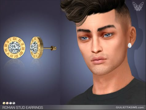 Sims 4 — Roman Stud Earrings (For Men and Women) by feyona — Roman Stud Earrings (For Men and Women) come in 4 colors of Sims 4 Men Clothing, Men's Piercings, Sims 4 Male Clothes, Sims 4 Piercings, Sims 4 Studio, Festival Necklace, Sims 4 Expansions, Sims 4 Cc Folder, Sims 4 Mm