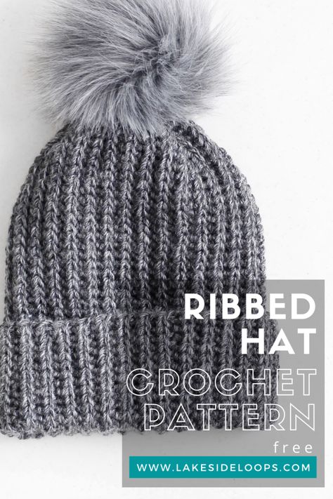 Rylee Ribbed Crochet Hat – FREE PATTERN – Lakeside Loops Beanie Pattern Free, Crochet Hats For Boys, Easy Crochet Hat Patterns, Crochet Beanie Pattern Free, Crochet Adult Hat, Ribbed Hat, Ribbed Crochet, Crochet Winter Hats, Easy Crochet Hat