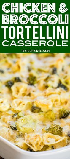 Chicken and Broccoli Tortellini Casserole - comfort food at its best! Chicken, broccoli and tortellini tossed in a quick white sauce and topped with parmesan cheese. The whole family cleaned their plate! Even our picky eaters!! Chicken, broccoli, tortellini, butter, flour, garlic, chicken broth, half-and-half, onion and red pepper. Can make ahead and freeze for later. Great easy weeknight dinner casserole recipe! #casserole #freezermeal #chickendinner #chickencasserole #kidfriendly Broccoli And Tortellini, Chicken Broccoli Tortellini, Chicken Tortellini Alfredo, Broccoli Tortellini, Tortellini Casserole, Cheese Tortellini Recipes, Tortellini Alfredo, Recipe Casserole, Tortellini Bake