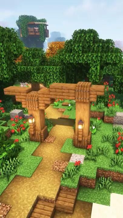 Jungle Biome Builds Minecraft, Pathway Minecraft Design, Path In Minecraft, Minecraft Stairway Design, Minecraft Lawn Ideas, Simple Cute Minecraft Builds, Minecraft Mountain Pathway, Natural Path Minecraft, Minecraft Support Beams