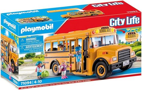 Playmobil School Bus : Amazon.ca: Toys & Games Lego Bus, Playmobil Sets, Playmobil Toys, Bus City, Play Mobile, Us School, Stop Sign, School Building, Bus Driver