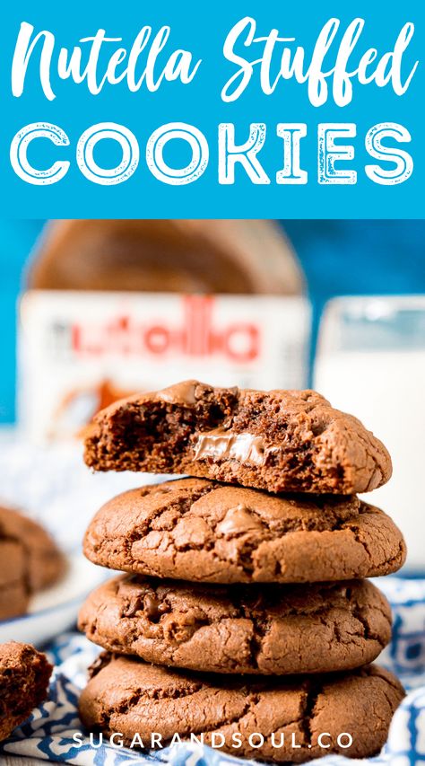 Nutella Stuffed Cookies, Double Chocolate Chip Cookie, Nutella Cookies Recipe, Fabulous Desserts, Stuffed Cookies, Hazelnut Chocolate, Double Chocolate Chip Cookies, Nutella Cookies, Recipe Dessert