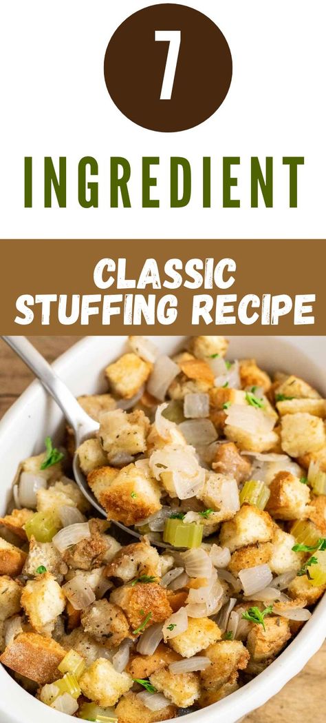 Small Batch Stuffing Recipe, Small Batch Stuffing, Stuffing For Two, Quick Stuffing Recipe, Classic Bread Stuffing Recipe, Recipe With Celery, Quick Stuffing, Crockpot Stuffing, Classic Stuffing Recipe