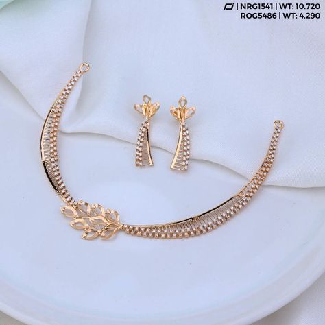 Rose Gold Necklace Set Simple, Laser Necklace, Gold Choker Designs, Gold Necklace Set Simple, Necklace Set Simple, Rose Gold Necklace Set, Gold Set Design, Simple Necklace Designs, Rose Gold Choker