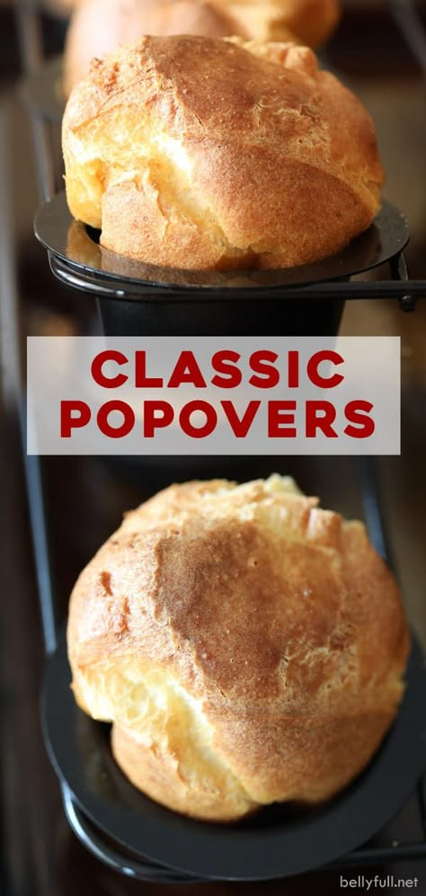 Savory Popovers Recipes, Mary Makes It Easy Popovers, Popovers Recipes Breakfast, Cold Oven Popovers, Gruyere Popovers Recipes, Pop Overs Recipe Breakfast, Blender Popovers Recipes, Easy Breakfast Popovers, Best Popovers