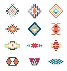 Abstract Icons, Mayan Symbols, Native American Symbols, Kilim Pattern, Aztec Art, Pola Sulam, Indian Culture, African Pattern, Flat Style