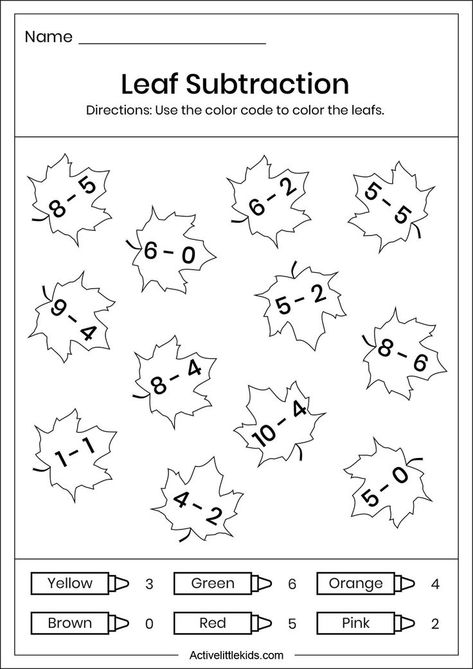 Free subtraction worksheets for fall. Basic Subtraction Activities, Subtraction Worksheets Kindergarten, Free Subtraction Worksheets, Basic Subtraction Worksheets, Subtraction Worksheets For Kindergarten, Subtraction Facts Worksheet, Kindergarten Subtraction, Free Addition Worksheets, Math Division Worksheets